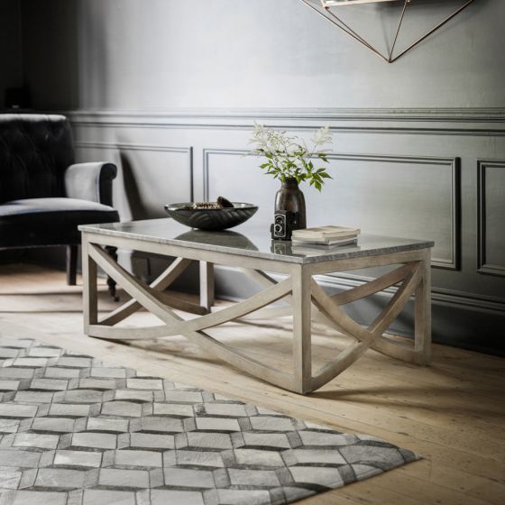 Lily Coffee Table with a Grey Marble Top - Image 2