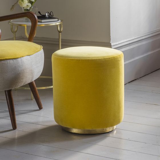 Calvin Armchair in Mustard Yellow Velvet and Linen - Image 2